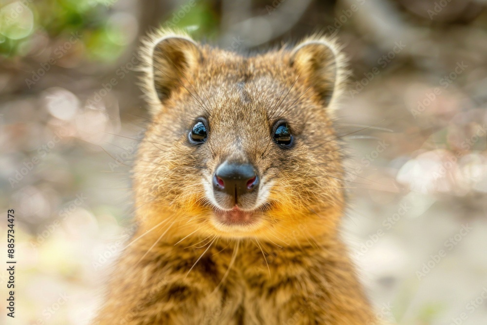 Closeup of a friendly quokka in the wild with a natural blurred background Closeup of a friendly quokka in the wild with a natural blurred background