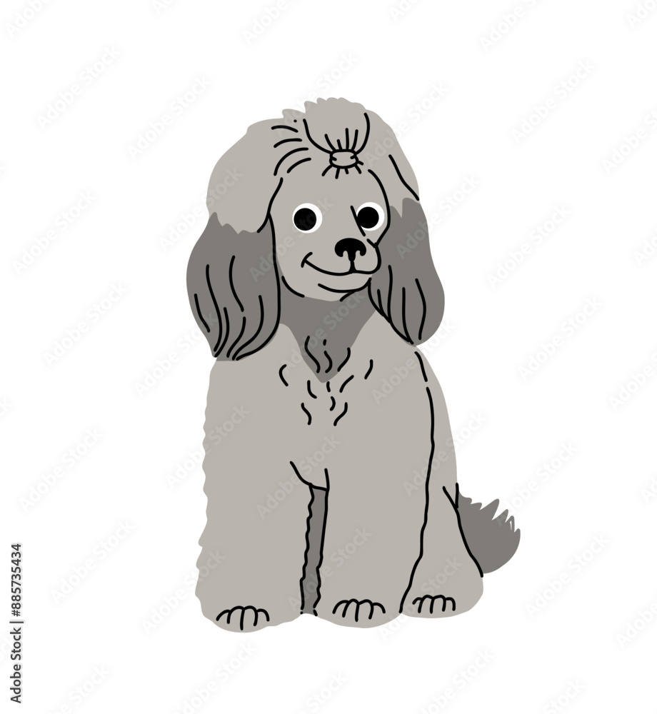 cartoon Dog in motion. Different canine breeds. Active puppies siberian husky, jack russell terrier, cocker spaniel, miniature poodle, shar pei, bishon frize. Flat vector illustration