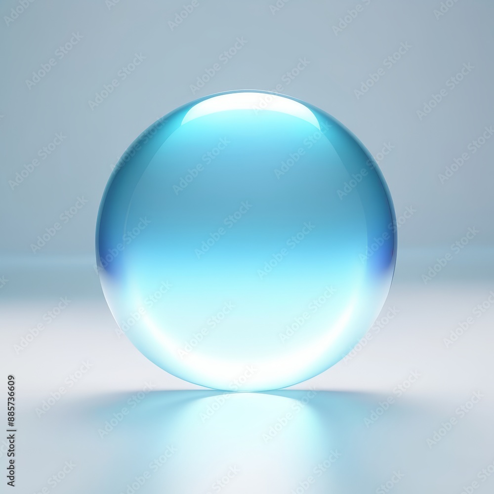 Blue Glass Ball on Table Blue Glass Ball on Table
