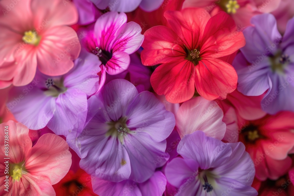 A close-up shot of a bunch of pink and purple flowers, perfect for decorating or as a background image A close-up shot of a bunch of pink and purple flowers, perfect for decorating or as a background image
