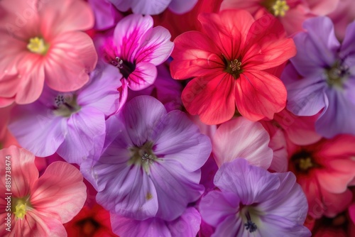 A close-up shot of a bunch of pink and purple flowers, perfect for decorating or as a background image © Alena