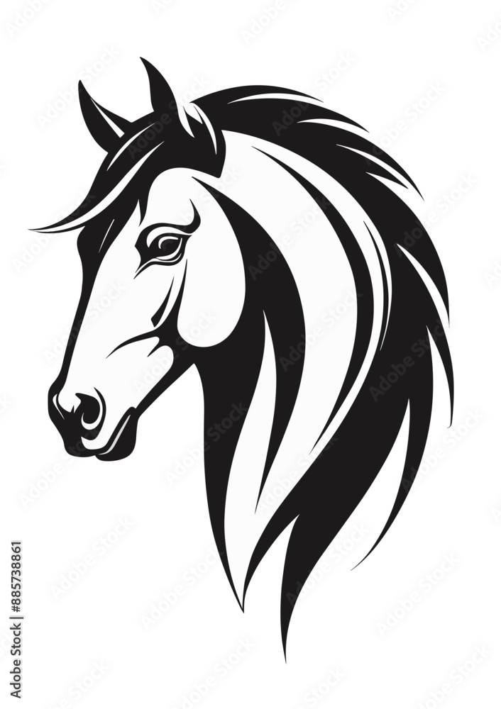 Horse head logo or symbol black. Can be used as emblem or mascot for sports or other products. Horse head logo or symbol black. Can be used as emblem or mascot for sports or other products.