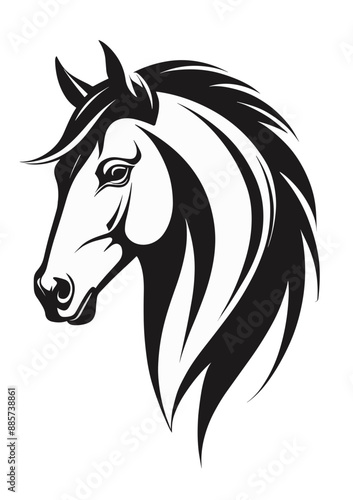 Horse head logo or symbol black. Can be used as emblem or mascot for sports or other products.