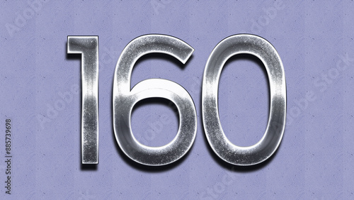 3D Chrome number design of 160 on purple wall.