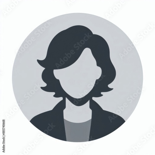 Female User Icon Silhouette in Circle Isolated on Light Gray Background