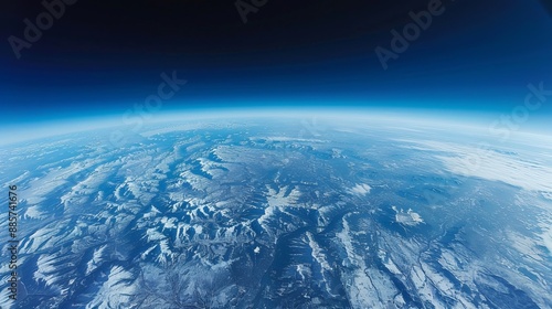 A high-altitude view of the Earth from an airplane window, providing a breathtaking perspective with room for text