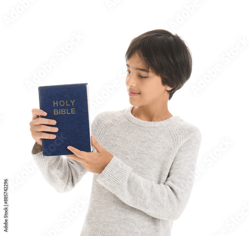 Little boy with Bible isola...