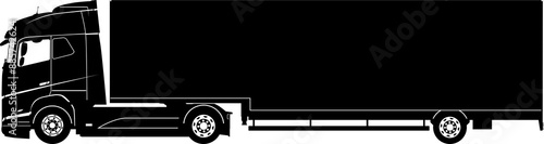 Truck with one axle semi trailer for the furniture transport.