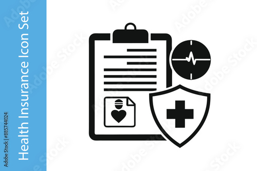 Health insurance icon set with editable vector collections 
