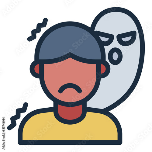 Schizophrenia icon depicting mental health issues and hallucinations.