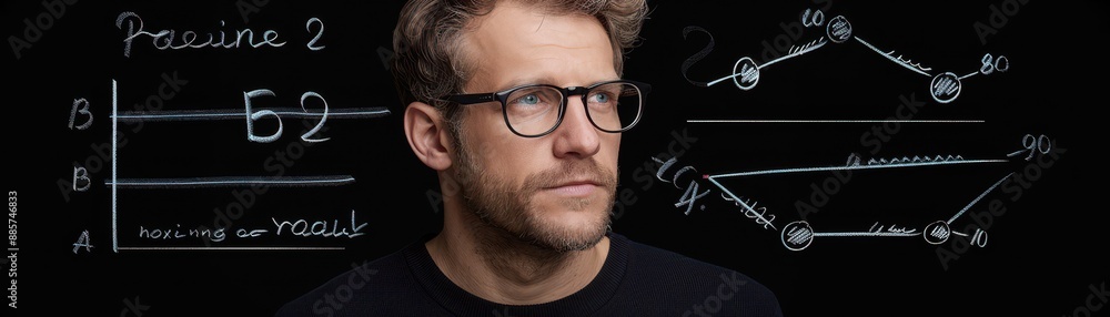 Calculus professor solving complex equation on chalkboard Calculus professor solving complex equation on chalkboard