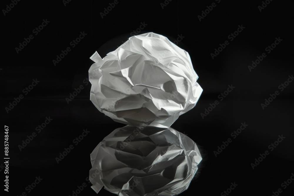 A crumbled paper ball sits atop a table, ready for disposal A crumbled paper ball sits atop a table, ready for disposal