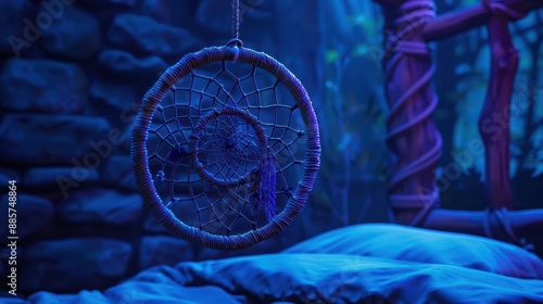 Sleep hygiene is perfected in a supernatural scene, where enchanted lullabies and dream catchers guarantee restful nights photo