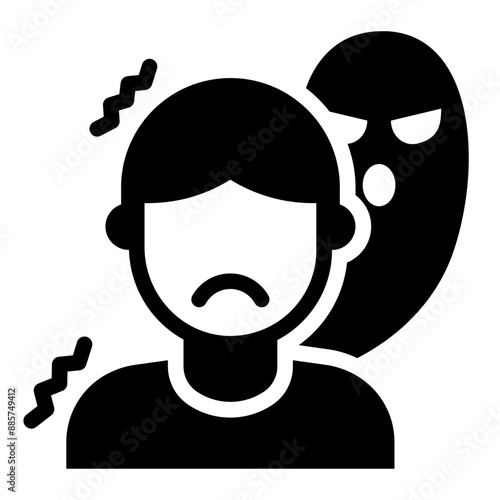 Schizophrenia icon depicting mental health issues and hallucinations.