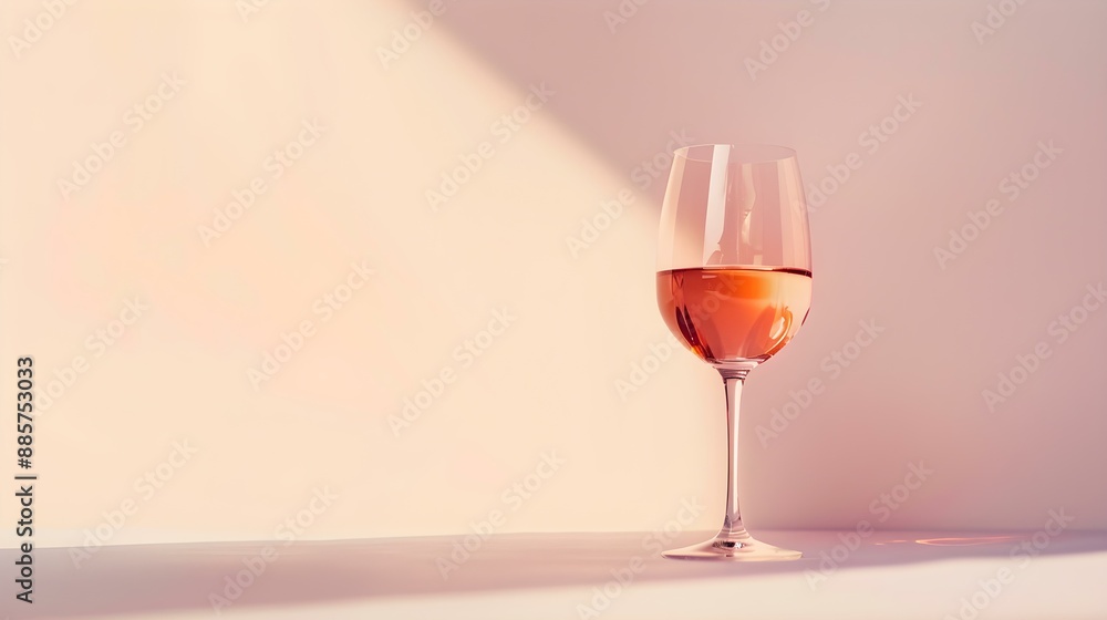 Rose Gold Summer Drink on a light Background with Sunlight and Shadows Rose Gold Summer Drink on a light Background with Sunlight and Shadows