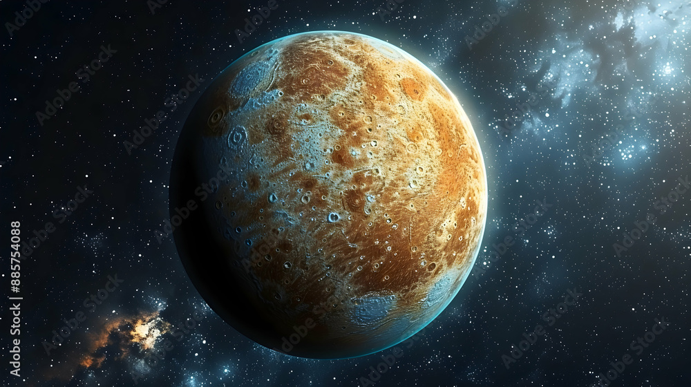 Fototapeta premium A solar planet shown in a detailed vector graphic for scientific education