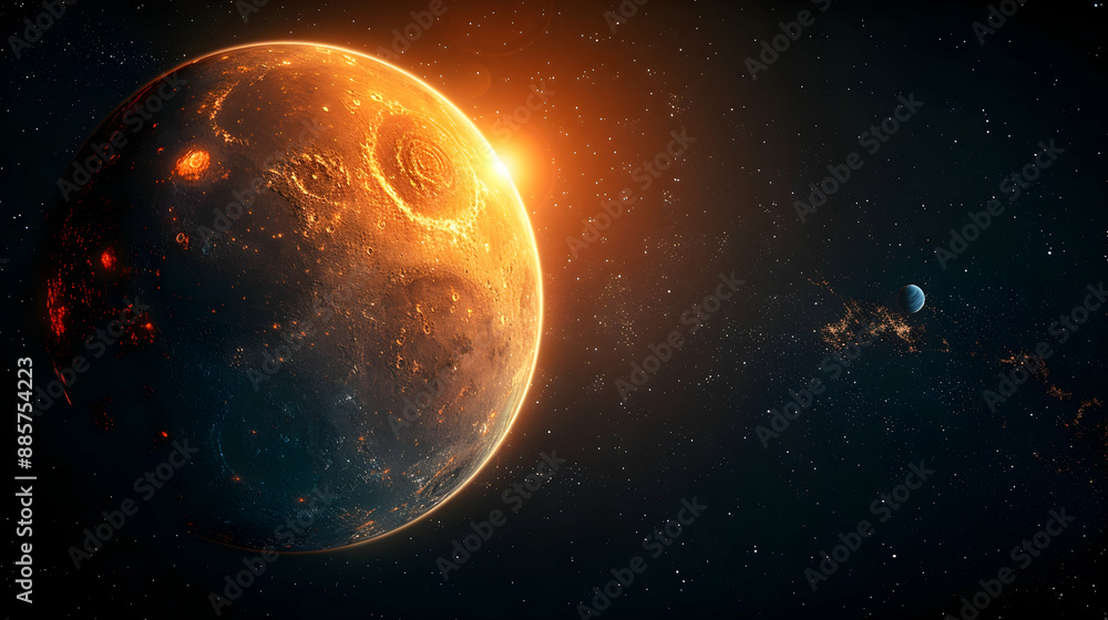 Naklejka premium A solar planet shown in a detailed vector graphic for scientific education