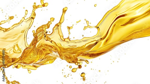 A splash of yellow liquid on a white background