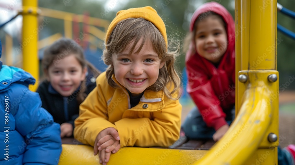 Children playing together on a playground Children playing together on a playground