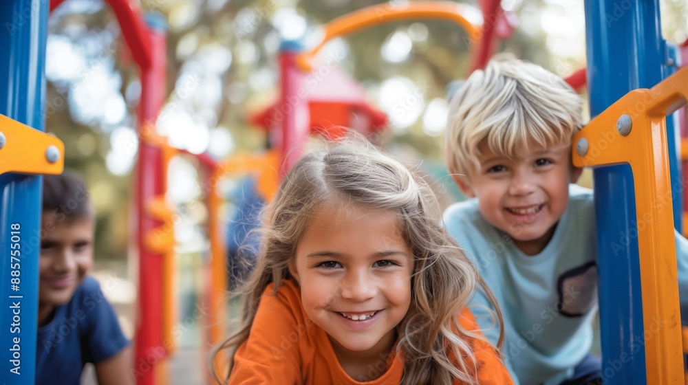 Children playing together on a playground Children playing together on a playground