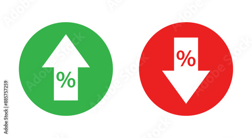 Arrow up and arrow down with percentage icon