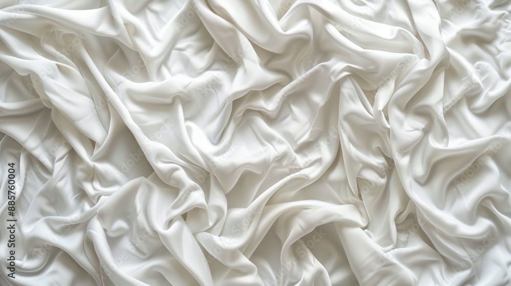 Fototapeta premium Texture of white fabric as background, top view