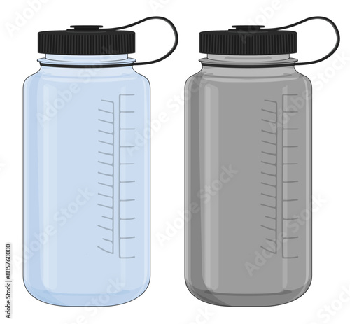 Plastic Reusable Water Bottle Vector Illustration Design Template