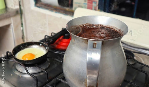 Eggs with coffee, Colombian breakfast