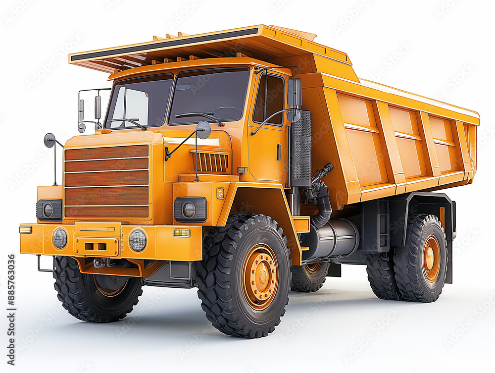 Yellow dump truck isolated on a white background Yellow dump truck isolated on a white background