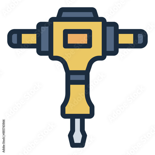 Jack hammer icon ideal for construction and demolition illustrations.