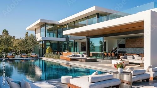 Wallpaper Mural Yard_of_expensive_modern_mansion_with_swimming_pool Torontodigital.ca