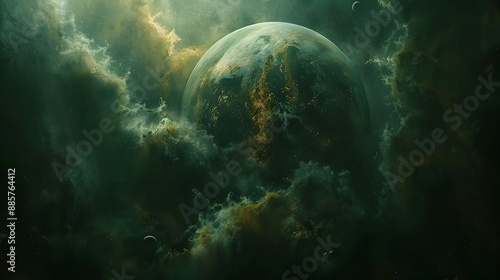  A dystopian solar planet with dark clouds and an oppressive atmosphere photo