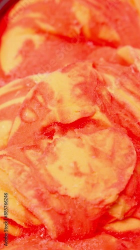 Wallpaper Mural Close-up of mango raspberry sorbet. Cold frozen dessert concept. Torontodigital.ca