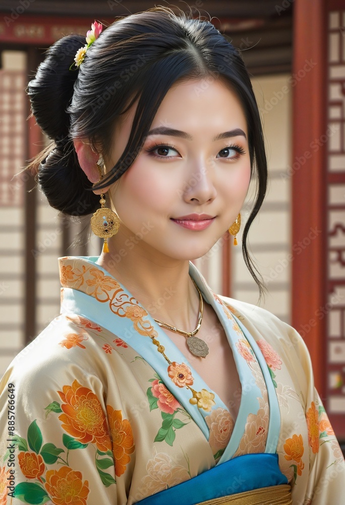 Fototapeta premium Vibrant and Youthful: A Tale of a Young Chinese Girl