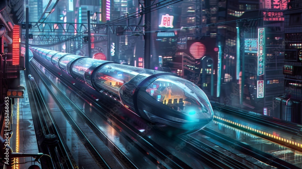 Wide shot of a futuristic transportation system. Wide shot of a futuristic transportation system.