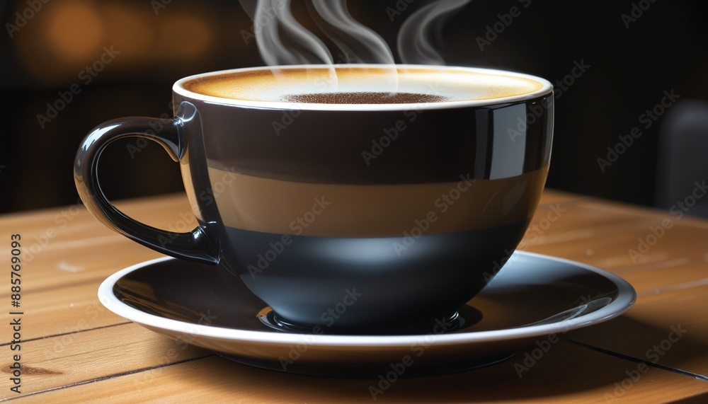 Caffeine Boost: A Vector Illustration of a Steaming Cappuccino