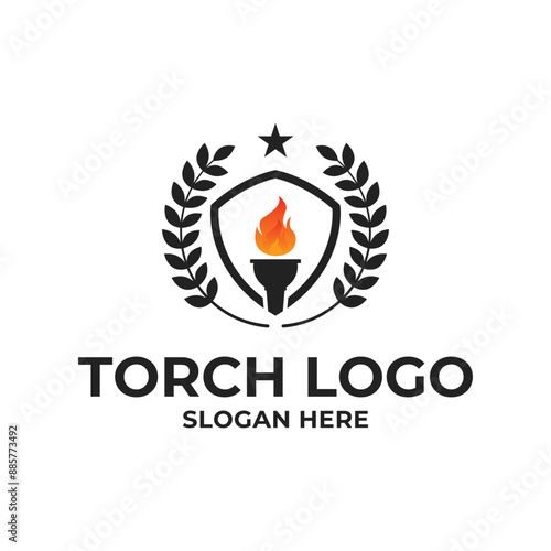 torch logo desifn concept idea with shield 