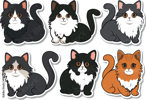 set of cute cats stickers