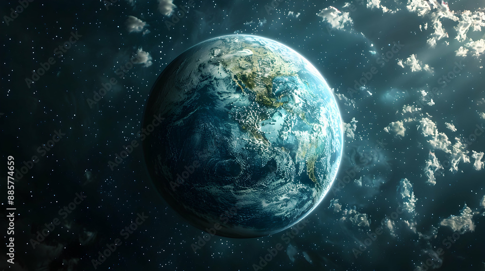A futuristic solar planet with advanced terraforming technology creating new ecosystems A futuristic solar planet with advanced terraforming technology creating new ecosystems