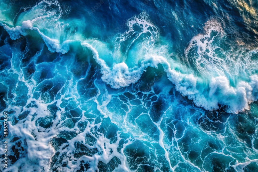 Obraz premium Top view blue waves background 