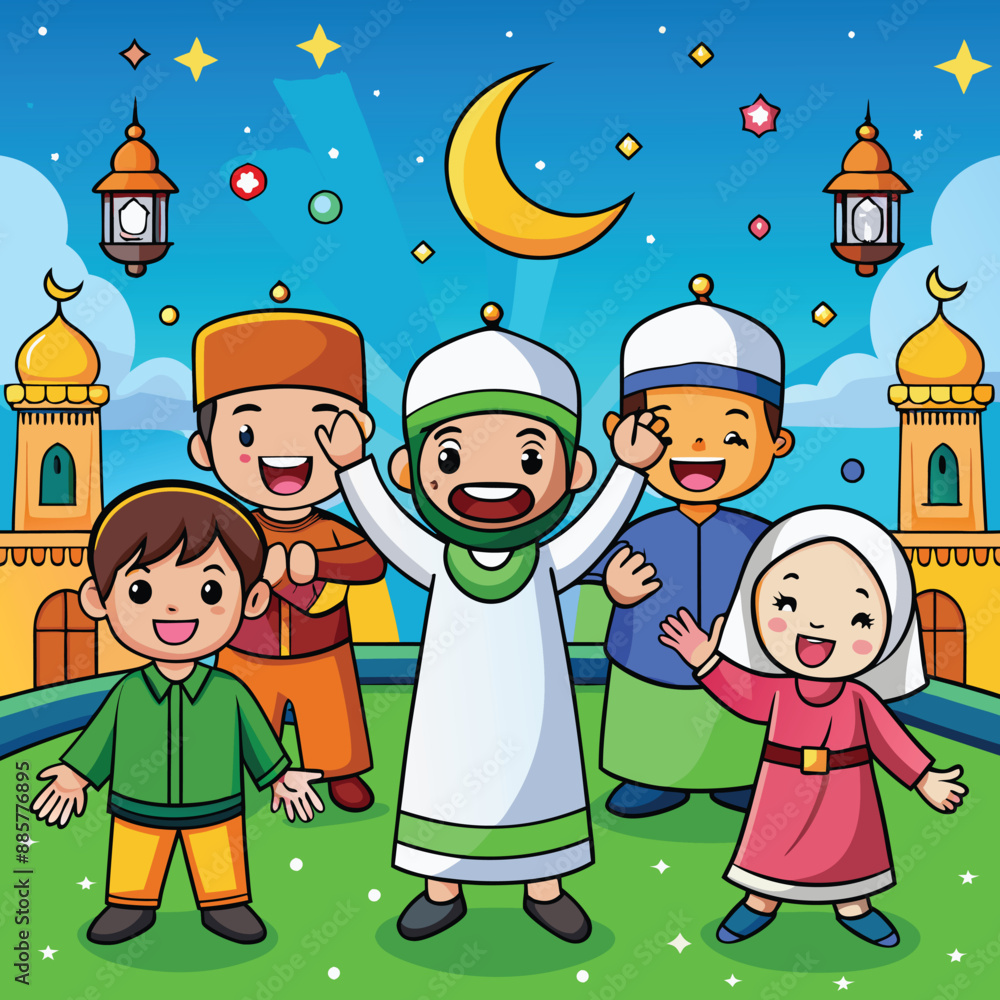 Fototapeta premium Islamic Festival vector illustrations