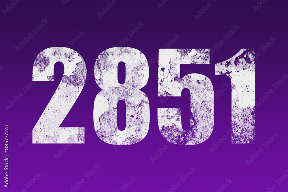 flat white grunge number of 2851 on purple background. flat white grunge number of 2851 on purple background.