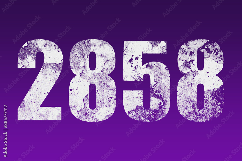 flat white grunge number of 2858 on purple background. flat white grunge number of 2858 on purple background.