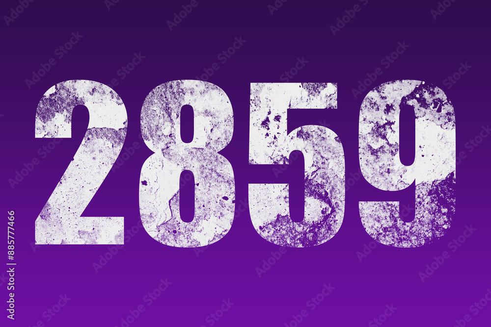 flat white grunge number of 2859 on purple background. flat white grunge number of 2859 on purple background.
