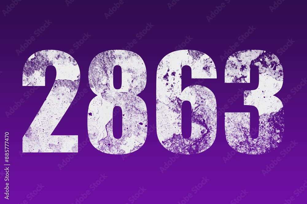 flat white grunge number of 2863 on purple background. flat white grunge number of 2863 on purple background.