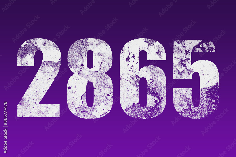 flat white grunge number of 2865 on purple background. flat white grunge number of 2865 on purple background.