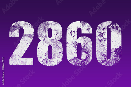 flat white grunge number of 2860 on purple background. 