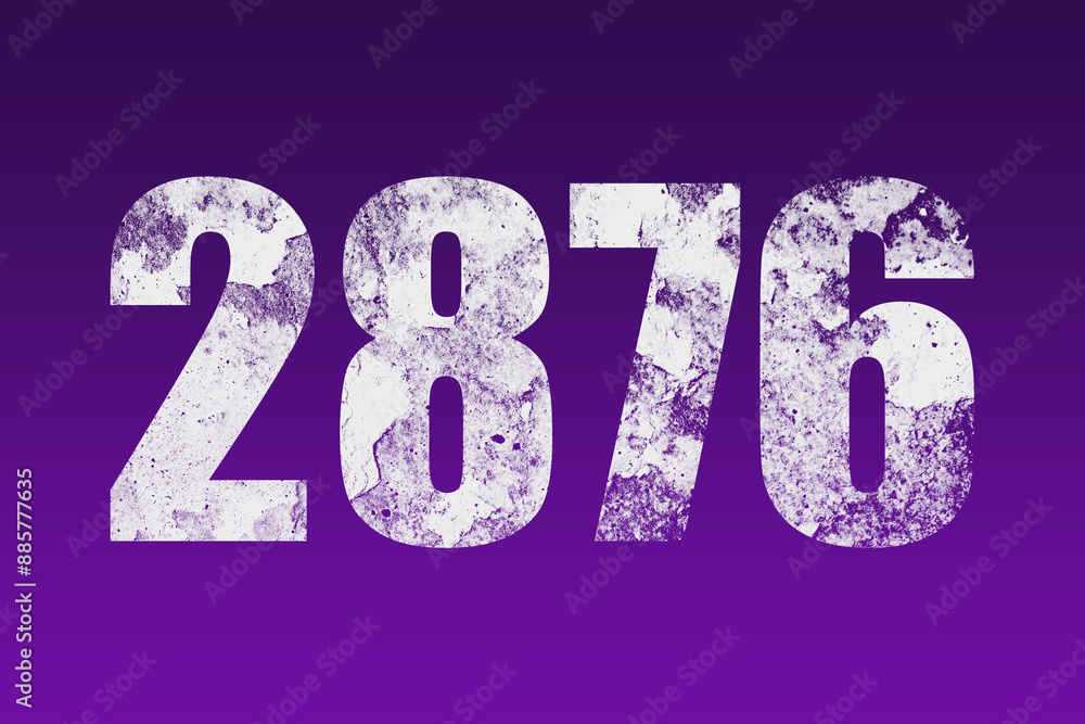 flat white grunge number of 2876 on purple background. flat white grunge number of 2876 on purple background.