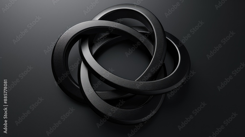 Minimalist Symmetry: Interlocking Rings on Black Background Minimalist Symmetry: Interlocking Rings on Black Background
