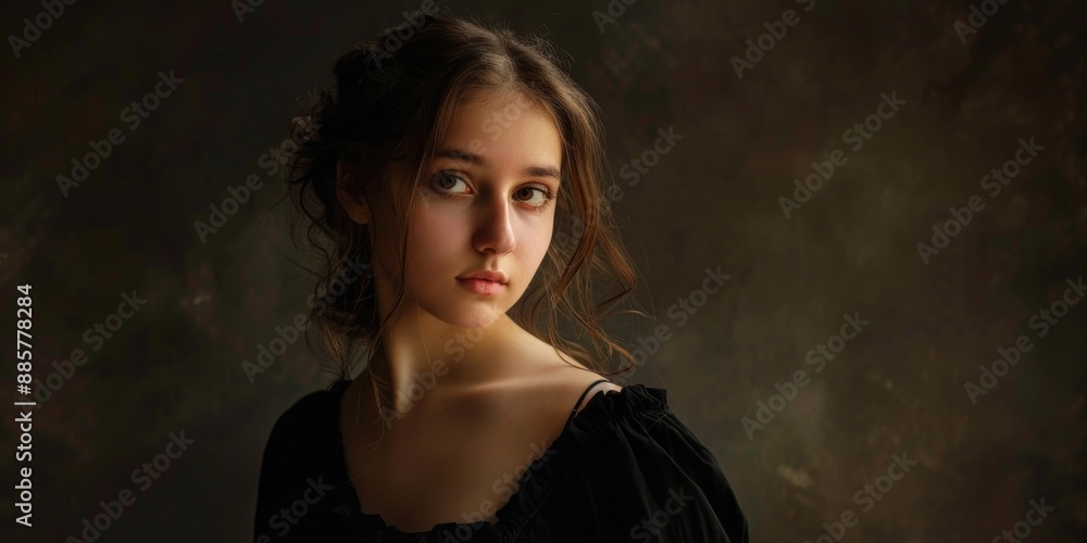 A woman posing for a photo in a formal black dress, suitable for editorial or commercial use A woman posing for a photo in a formal black dress, suitable for editorial or commercial use